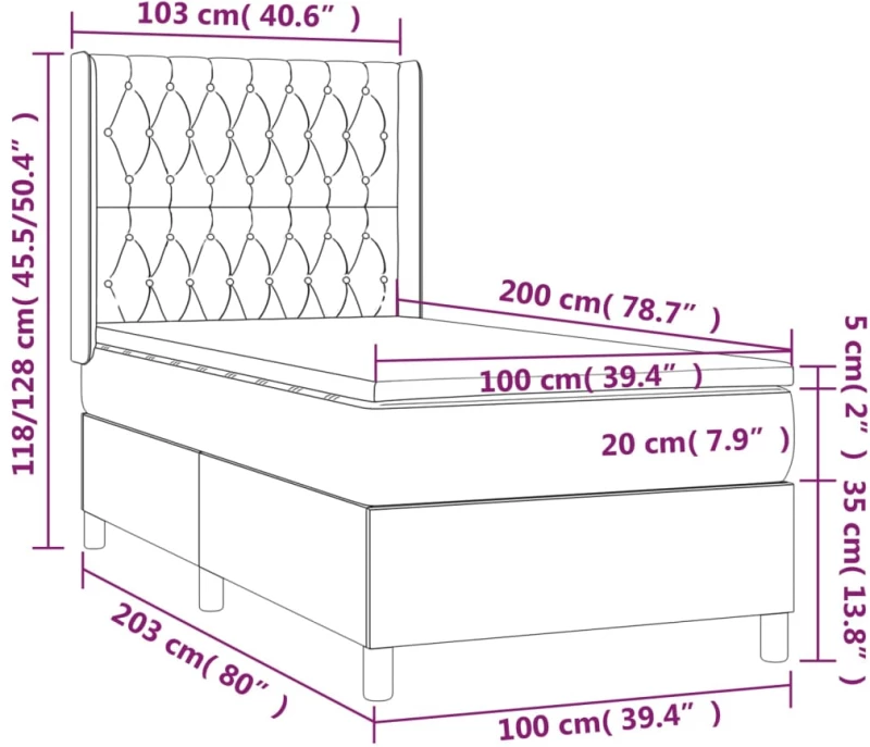 ΚΡΕΒΑΤΙ BOXSPRING ΜΕ ΣΤΡΩΜΑ & LED TAUPE 100X200 ΕΚ. ΥΦΑΣΜΑΤΙΝΟ 3138537