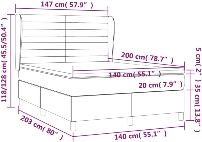 ΚΡΕΒΑΤΙ BOXSPRING ΜΕ ΣΤΡΩΜΑ TAUPE 140X200 ΕΚ. ΥΦΑΣΜΑΤΙΝΟ 3128049