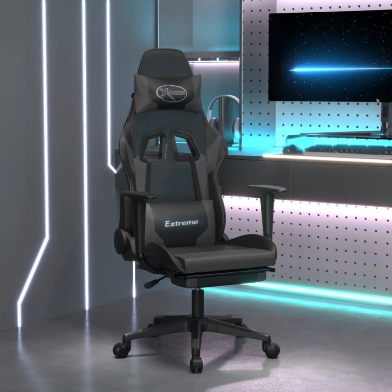ΚΑΡΕΚΛΑ GAMING ΜΑΣΑΖ ΥΠΟΠΟΔΙΟ ΜΑΥΡΟ&ΓΚΡΙ ΑΠΟ ΣΥΝΘΕΤΙΚΟ ΔΕΡΜΑ 345461