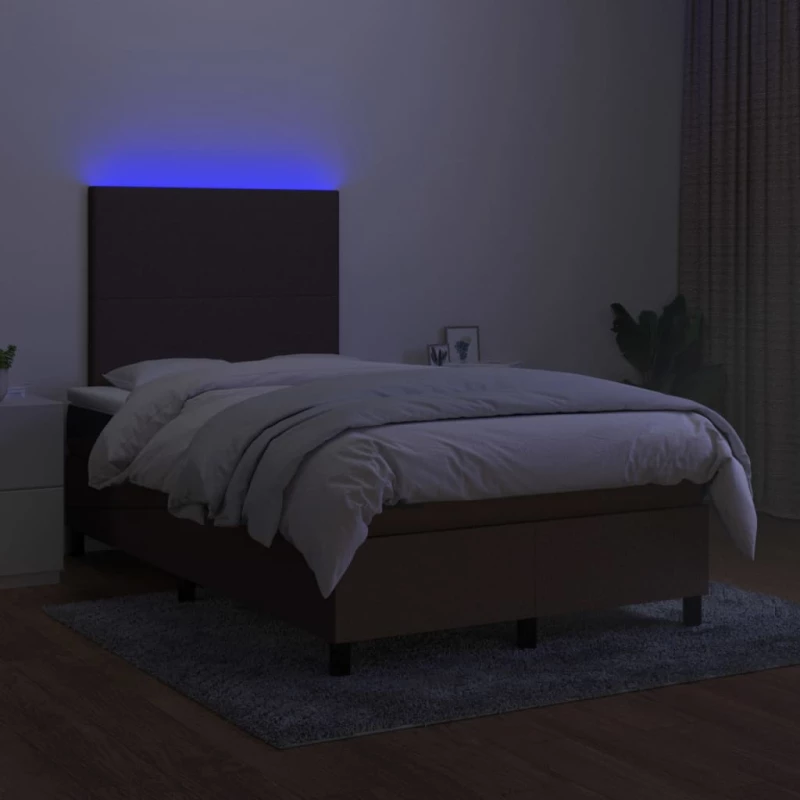 ΚΡΕΒΑΤΙ BOXSPRING ΜΕ ΣΤΡΩΜΑ & LED ΣΚ.ΚΑΦΕ 120X200 ΕΚ ΥΦΑΣΜΑΤΙΝΟ 3134704