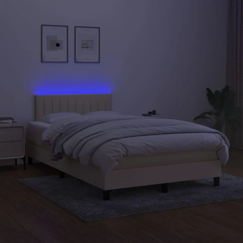 ΚΡΕΒΑΤΙ BOXSPRING ΜΕ ΣΤΡΩΜΑ & LED ΚΡΕΜ 120X200 ΕΚ. ΥΦΑΣΜΑΤΙΝΟ 3133306