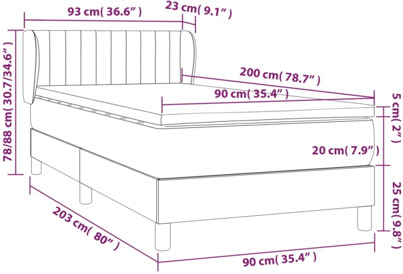ΚΡΕΒΑΤΙ BOXSPRING ΜΕ ΣΤΡΩΜΑ ΑΝΟΙΧΤΟ ΓΚΡΙ 90X200 ΕΚ. ΥΦΑΣΜΑΤΙΝΟ 3126933