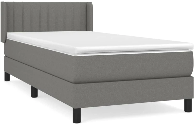 ΚΡΕΒΑΤΙ BOXSPRING ΜΕ ΣΤΡΩΜΑ ΣΚΟΥΡΟ ΓΚΡΙ 90X190 ΕΚ. ΥΦΑΣΜΑΤΙΝΟ 3129834