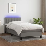 ΚΡΕΒΑΤΙ BOXSPRING ΜΕ ΣΤΡΩΜΑ & LED ΣΚ.ΓΚΡΙ 90X200 ΕΚ. ΥΦΑΣΜΑΤΙΝΟ 3133286