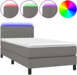 ΚΡΕΒΑΤΙ BOXSPRING ΜΕ ΣΤΡΩΜΑ & LED ΣΚ.ΓΚΡΙ 90X200 ΕΚ. ΥΦΑΣΜΑΤΙΝΟ 3133286