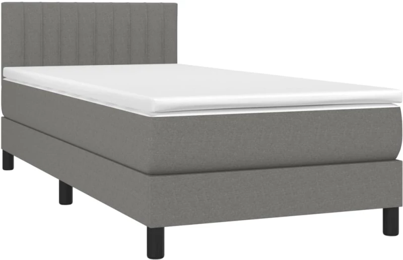 ΚΡΕΒΑΤΙ BOXSPRING ΜΕ ΣΤΡΩΜΑ & LED ΣΚ.ΓΚΡΙ 90X200 ΕΚ. ΥΦΑΣΜΑΤΙΝΟ 3133286