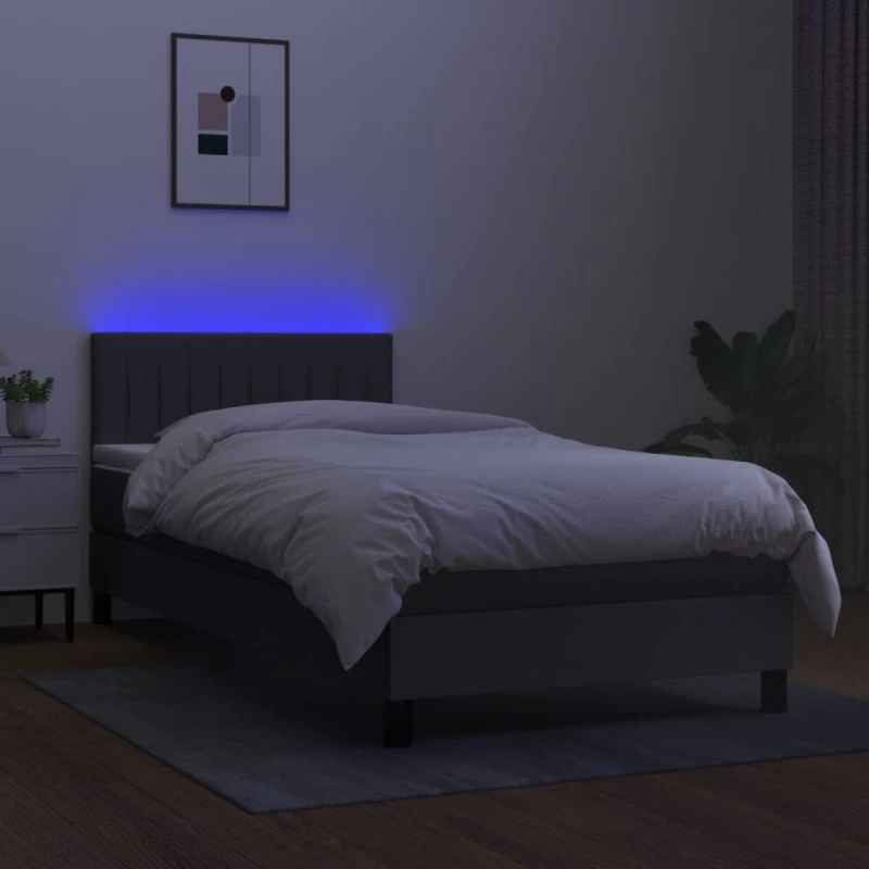 ΚΡΕΒΑΤΙ BOXSPRING ΜΕ ΣΤΡΩΜΑ & LED ΣΚ.ΓΚΡΙ 90X200 ΕΚ. ΥΦΑΣΜΑΤΙΝΟ 3133286