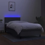 ΚΡΕΒΑΤΙ BOXSPRING ΜΕ ΣΤΡΩΜΑ & LED ΣΚ.ΓΚΡΙ 90X200 ΕΚ. ΥΦΑΣΜΑΤΙΝΟ 3133286