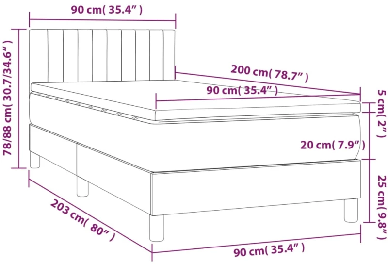 ΚΡΕΒΑΤΙ BOXSPRING ΜΕ ΣΤΡΩΜΑ ΣΚΟΥΡΟ ΜΠΛΕ 90X200 ΕΚ. ΒΕΛΟΥΔΙΝΟ 3141405