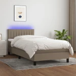 ΚΡΕΒΑΤΙ BOXSPRING ΜΕ ΣΤΡΩΜΑ & LED TAUPE 90X200 ΕΚ. ΥΦΑΣΜΑΤΙΝΟ 3133289