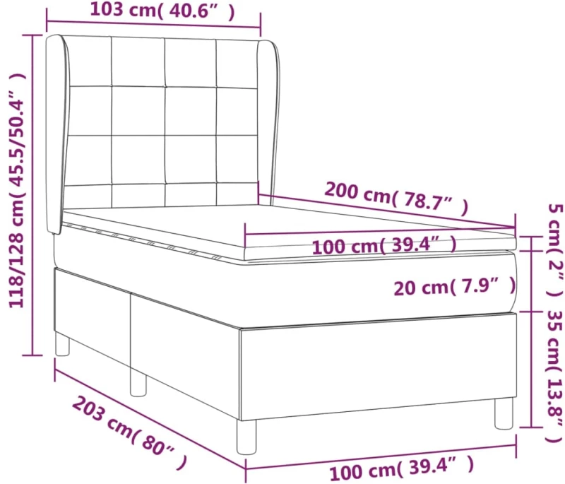 ΚΡΕΒΑΤΙ BOXSPRING ΜΕ ΣΤΡΩΜΑ ΣΚΟΥΡΟ ΠΡΑΣΙΝΟ 100X200ΕΚ. ΒΕΛΟΥΔΙΝΟ 3129198