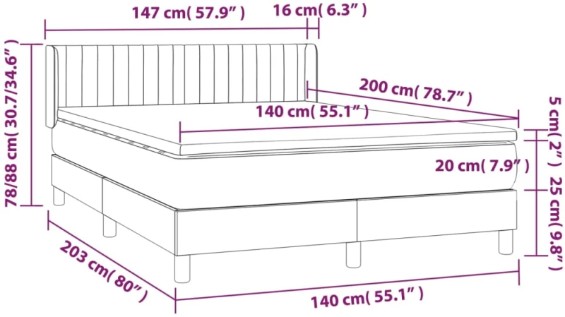 ΚΡΕΒΑΤΙ BOXSPRING ΜΕ ΣΤΡΩΜΑ TAUPE 140X200 ΕΚ. ΥΦΑΣΜΑΤΙΝΟ 3130437