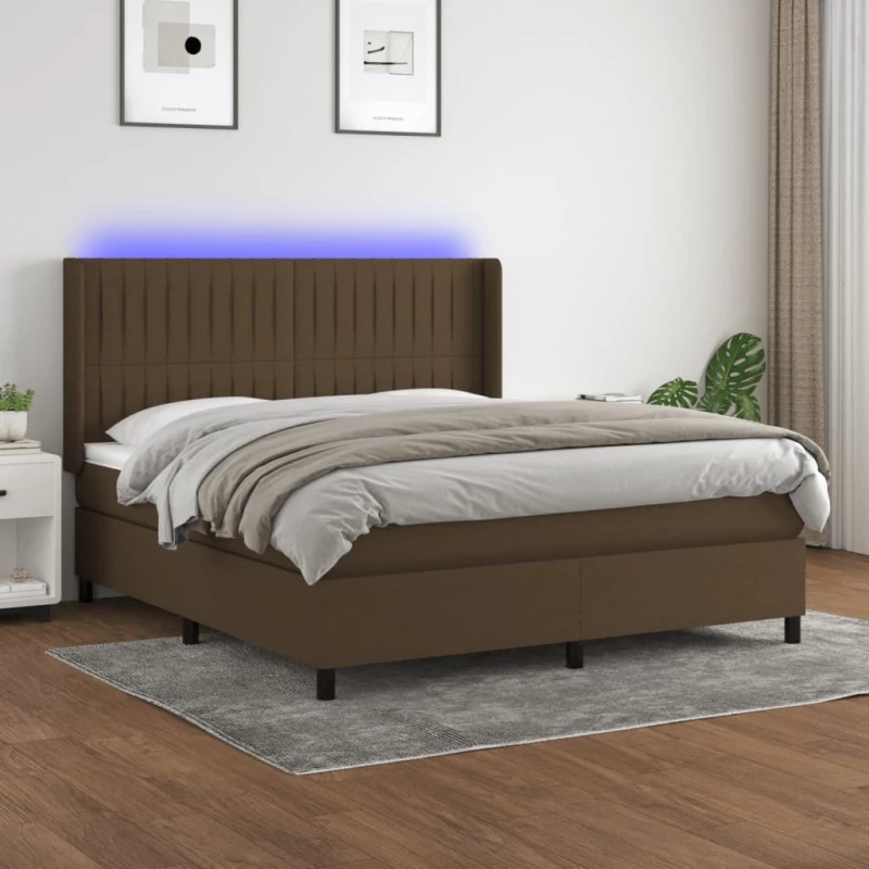 ΚΡΕΒΑΤΙ BOXSPRING ΜΕ ΣΤΡΩΜΑ & LED ΣΚ.ΚΑΦΕ 160X200ΕΚ. ΥΦΑΣΜΑΤΙΝΟ 3138488
