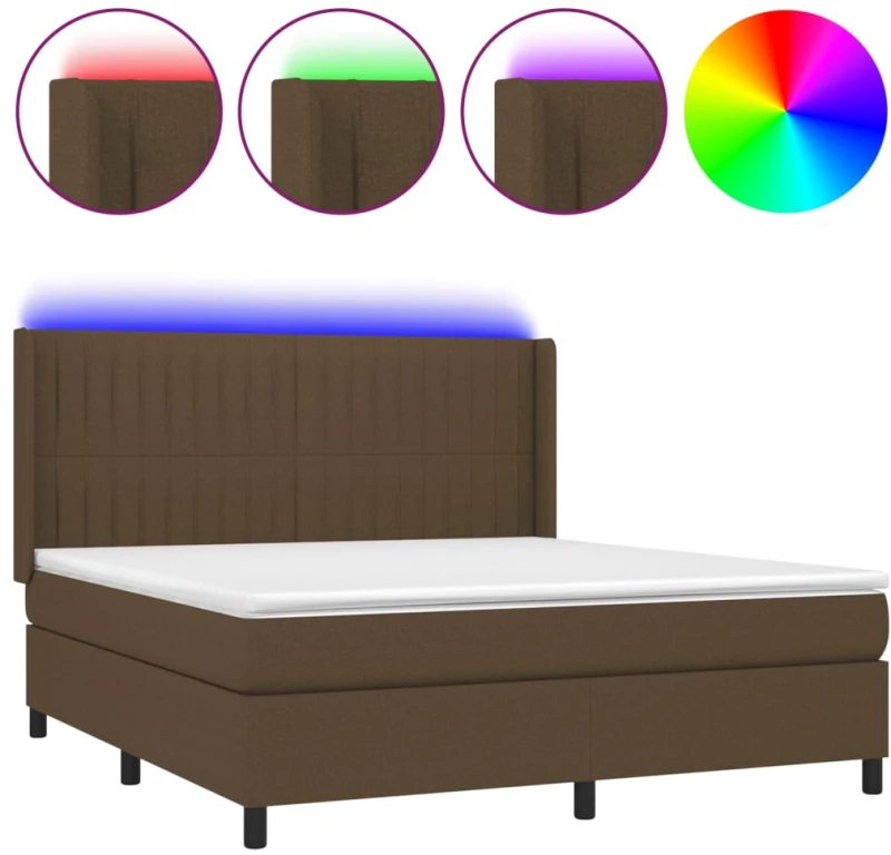 ΚΡΕΒΑΤΙ BOXSPRING ΜΕ ΣΤΡΩΜΑ & LED ΣΚ.ΚΑΦΕ 160X200ΕΚ. ΥΦΑΣΜΑΤΙΝΟ 3138488