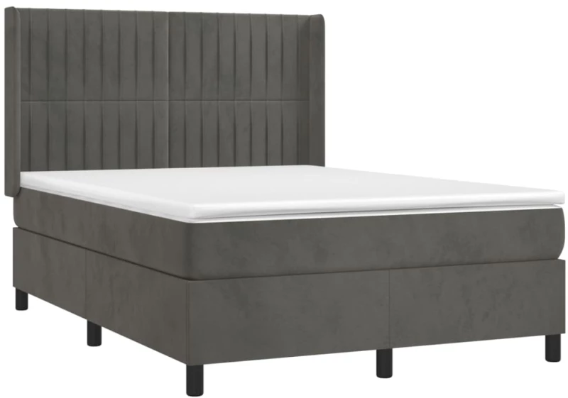 ΚΡΕΒΑΤΙ BOXSPRING ΜΕ ΣΤΡΩΜΑ ΣΚΟΥΡΟ ΓΚΡΙ 140X190 ΕΚ. ΒΕΛΟΥΔΙΝΟ 3132796
