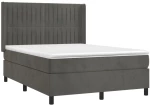ΚΡΕΒΑΤΙ BOXSPRING ΜΕ ΣΤΡΩΜΑ ΣΚΟΥΡΟ ΓΚΡΙ 140X190 ΕΚ. ΒΕΛΟΥΔΙΝΟ 3132796