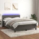 ΚΡΕΒΑΤΙ BOXSPRING ΜΕ ΣΤΡΩΜΑ & LED ΣΚ. ΓΚΡΙ 140X200ΕΚ. ΒΕΛΟΥΔΙΝΟ 3134526
