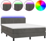 ΚΡΕΒΑΤΙ BOXSPRING ΜΕ ΣΤΡΩΜΑ & LED ΣΚ. ΓΚΡΙ 140X200ΕΚ. ΒΕΛΟΥΔΙΝΟ 3134526