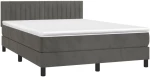 ΚΡΕΒΑΤΙ BOXSPRING ΜΕ ΣΤΡΩΜΑ & LED ΣΚ. ΓΚΡΙ 140X200ΕΚ. ΒΕΛΟΥΔΙΝΟ 3134526