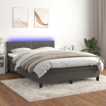 ΚΡΕΒΑΤΙ BOXSPRING ΜΕ ΣΤΡΩΜΑ & LED ΣΚ. ΓΚΡΙ 140X190ΕΚ. ΒΕΛΟΥΔΙΝΟ 3134520