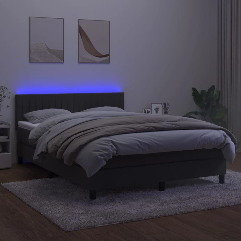ΚΡΕΒΑΤΙ BOXSPRING ΜΕ ΣΤΡΩΜΑ & LED ΣΚ. ΓΚΡΙ 140X190ΕΚ. ΒΕΛΟΥΔΙΝΟ 3134520