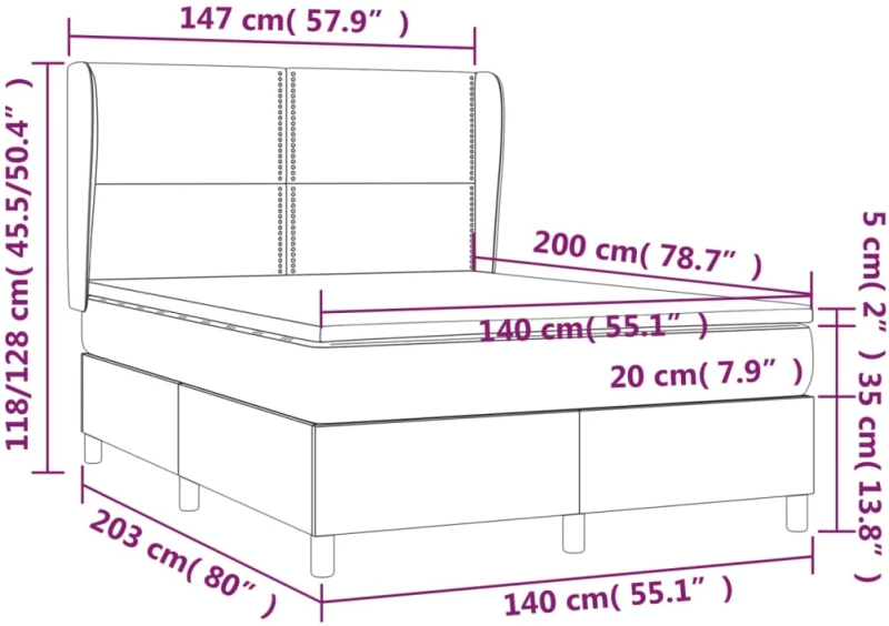 ΚΡΕΒΑΤΙ BOXSPRING ΜΕ ΣΤΡΩΜΑ ΚΡΕΜ 140X200 ΕΚ. ΥΦΑΣΜΑΤΙΝΟ 3128450