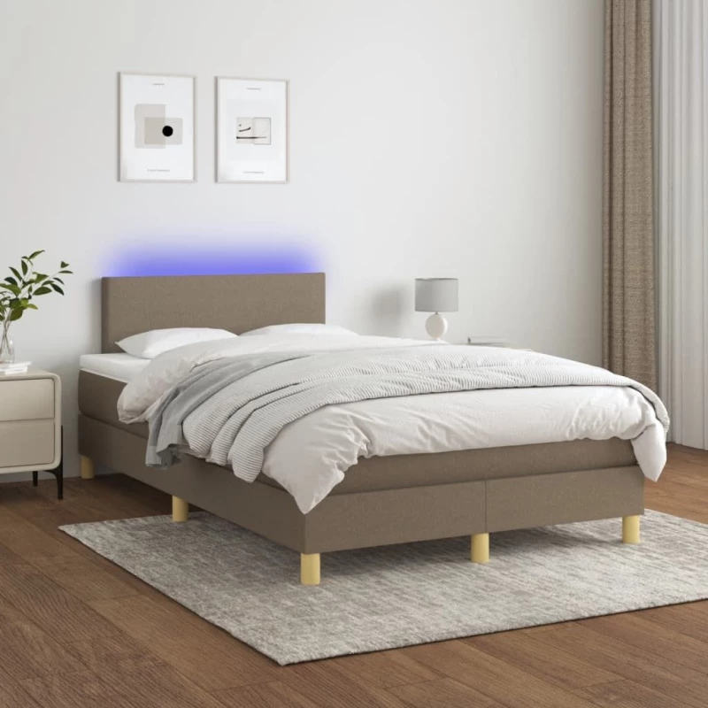 ΚΡΕΒΑΤΙ BOXSPRING ΜΕ ΣΤΡΩΜΑ & LED TAUPE 120X200 ΕΚ. ΥΦΑΣΜΑΤΙΝΟ 3133545