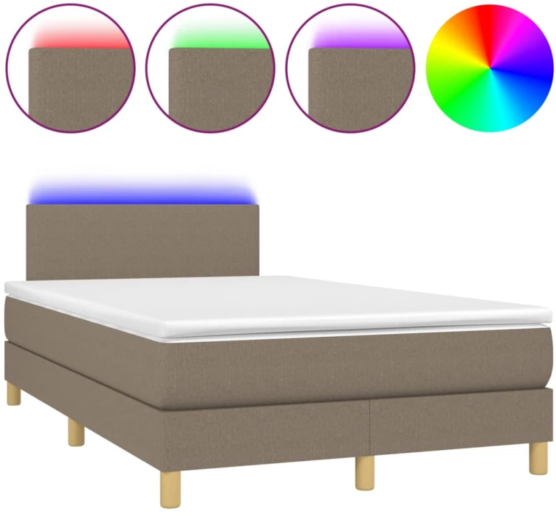 ΚΡΕΒΑΤΙ BOXSPRING ΜΕ ΣΤΡΩΜΑ & LED TAUPE 120X200 ΕΚ. ΥΦΑΣΜΑΤΙΝΟ 3133545