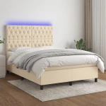 ΚΡΕΒΑΤΙ BOXSPRING ΜΕ ΣΤΡΩΜΑ & LED ΚΡΕΜ 140X190 ΕΚ. ΥΦΑΣΜΑΤΙΝΟ 3135114