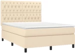 ΚΡΕΒΑΤΙ BOXSPRING ΜΕ ΣΤΡΩΜΑ & LED ΚΡΕΜ 140X190 ΕΚ. ΥΦΑΣΜΑΤΙΝΟ 3135114
