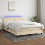 ΚΡΕΒΑΤΙ BOXSPRING ΜΕ ΣΤΡΩΜΑ & LED ΚΡΕΜ 140X190 ΕΚ. ΥΦΑΣΜΑΤΙΝΟ 3133074