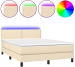 ΚΡΕΒΑΤΙ BOXSPRING ΜΕ ΣΤΡΩΜΑ & LED ΚΡΕΜ 140X190 ΕΚ. ΥΦΑΣΜΑΤΙΝΟ 3133074