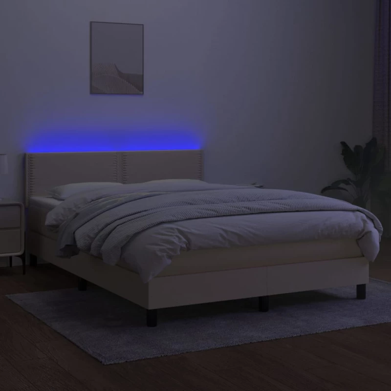 ΚΡΕΒΑΤΙ BOXSPRING ΜΕ ΣΤΡΩΜΑ & LED ΚΡΕΜ 140X190 ΕΚ. ΥΦΑΣΜΑΤΙΝΟ 3133074