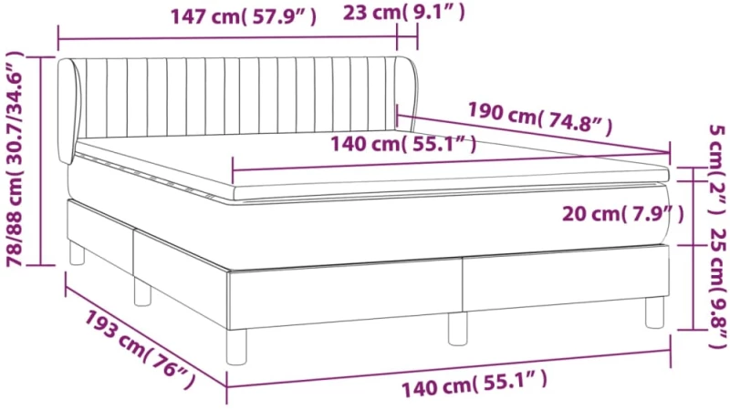 ΚΡΕΒΑΤΙ BOXSPRING ΜΕ ΣΤΡΩΜΑ TAUPE 140X190 ΕΚ. ΥΦΑΣΜΑΤΙΝΟ 3126961