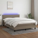 ΚΡΕΒΑΤΙ BOXSPRING ΜΕ ΣΤΡΩΜΑ & LED TAUPE 140X190 ΕΚ. ΥΦΑΣΜΑΤΙΝΟ 3133313