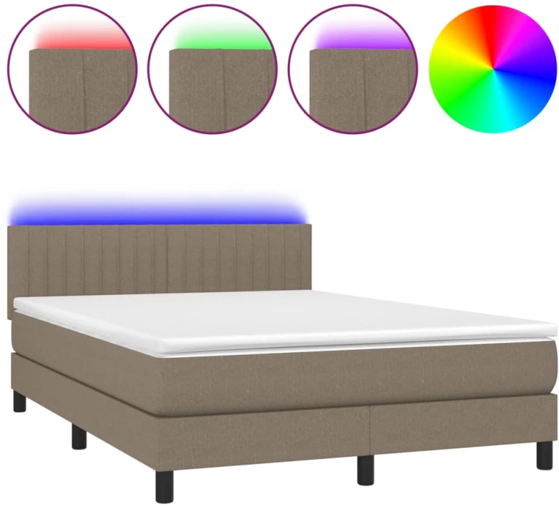 ΚΡΕΒΑΤΙ BOXSPRING ΜΕ ΣΤΡΩΜΑ & LED TAUPE 140X190 ΕΚ. ΥΦΑΣΜΑΤΙΝΟ 3133313