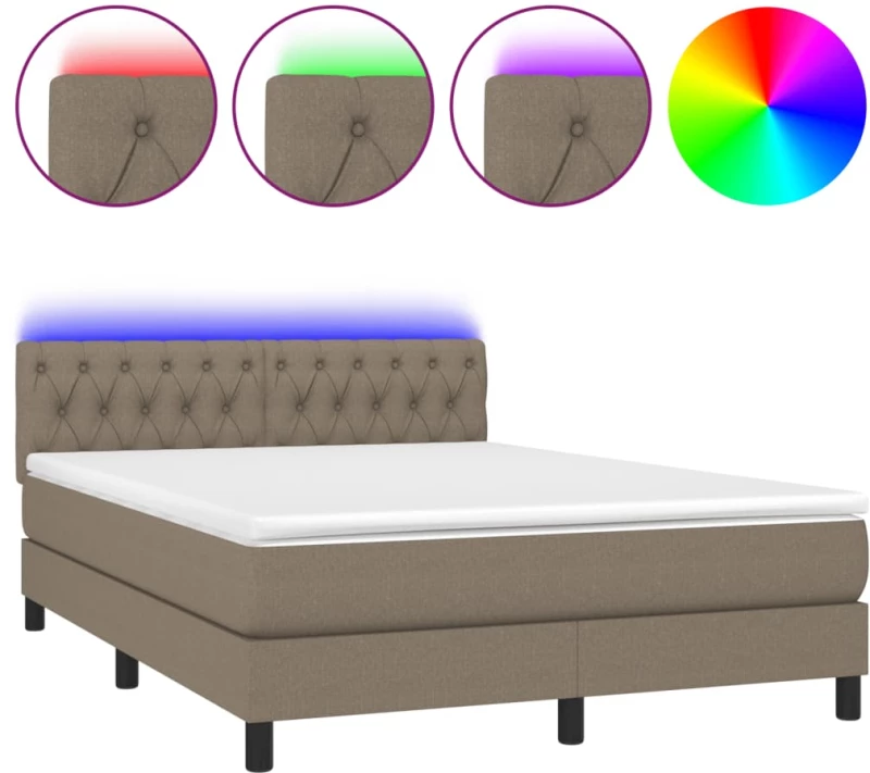 ΚΡΕΒΑΤΙ BOXSPRING ΜΕ ΣΤΡΩΜΑ & LED TAUPE 140X190 ΕΚ. ΥΦΑΣΜΑΤΙΝΟ 3133393