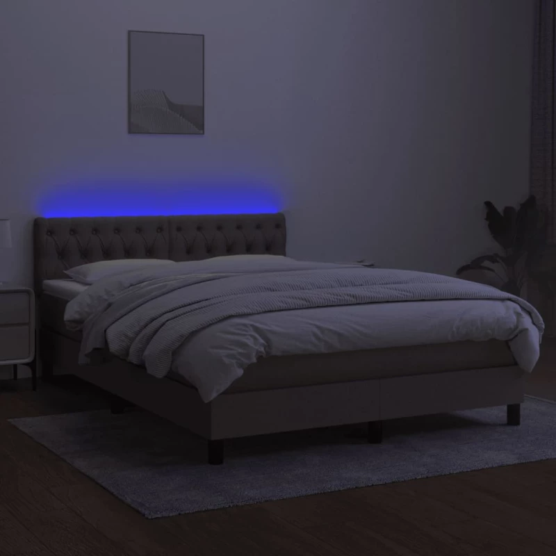ΚΡΕΒΑΤΙ BOXSPRING ΜΕ ΣΤΡΩΜΑ & LED TAUPE 140X190 ΕΚ. ΥΦΑΣΜΑΤΙΝΟ 3133393
