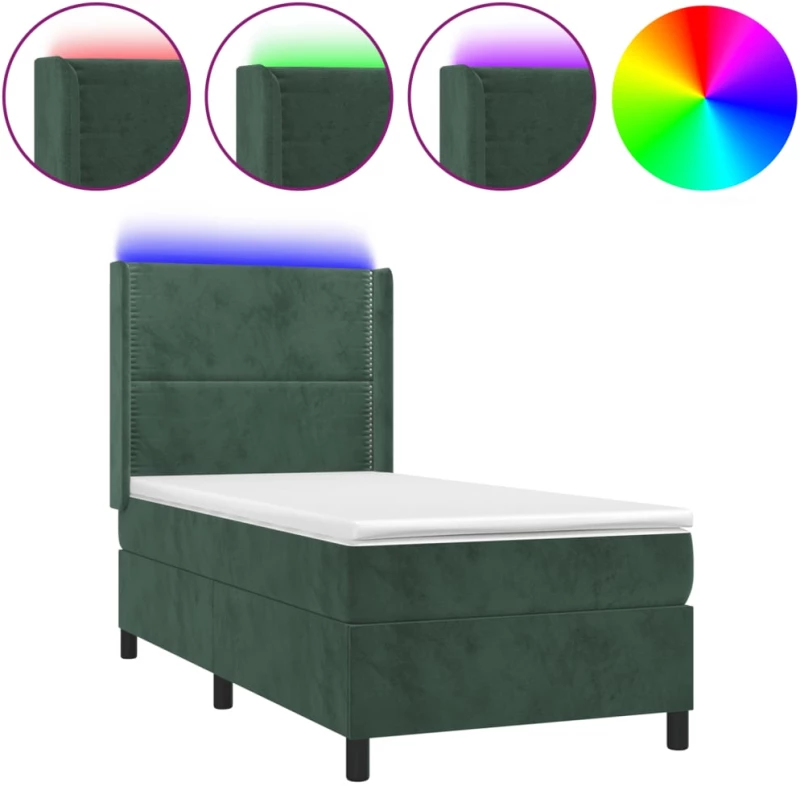 ΚΡΕΒΑΤΙ BOXSPRING ΜΕ ΣΤΡΩΜΑ & LED ΣΚ. ΠΡΑΣΙΝΟ 90X200 ΕΚ ΒΕΛΟΥΔΟ 3139484