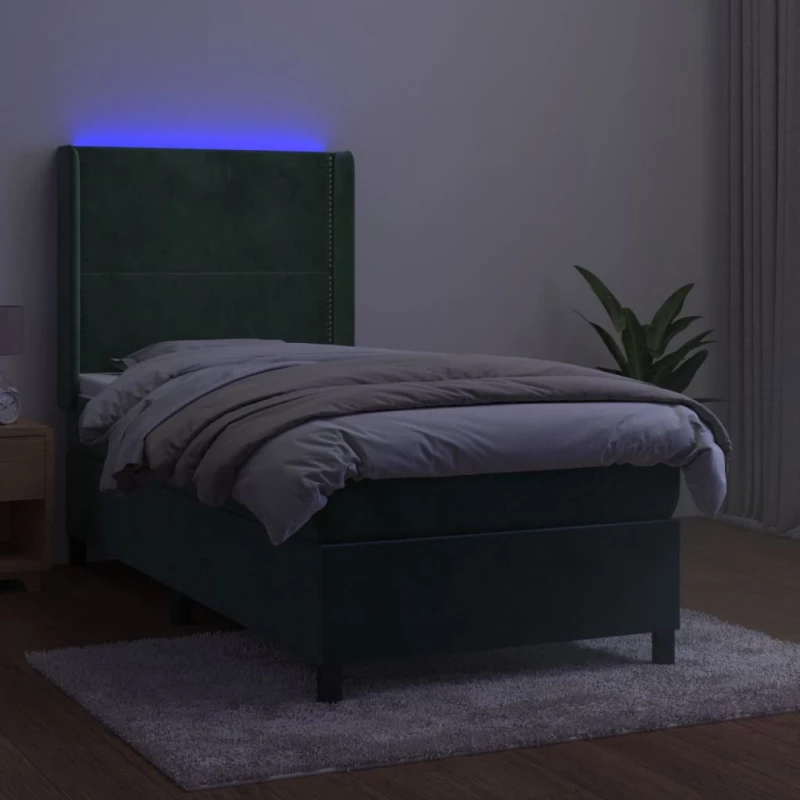 ΚΡΕΒΑΤΙ BOXSPRING ΜΕ ΣΤΡΩΜΑ & LED ΣΚ. ΠΡΑΣΙΝΟ 90X200 ΕΚ ΒΕΛΟΥΔΟ 3139484