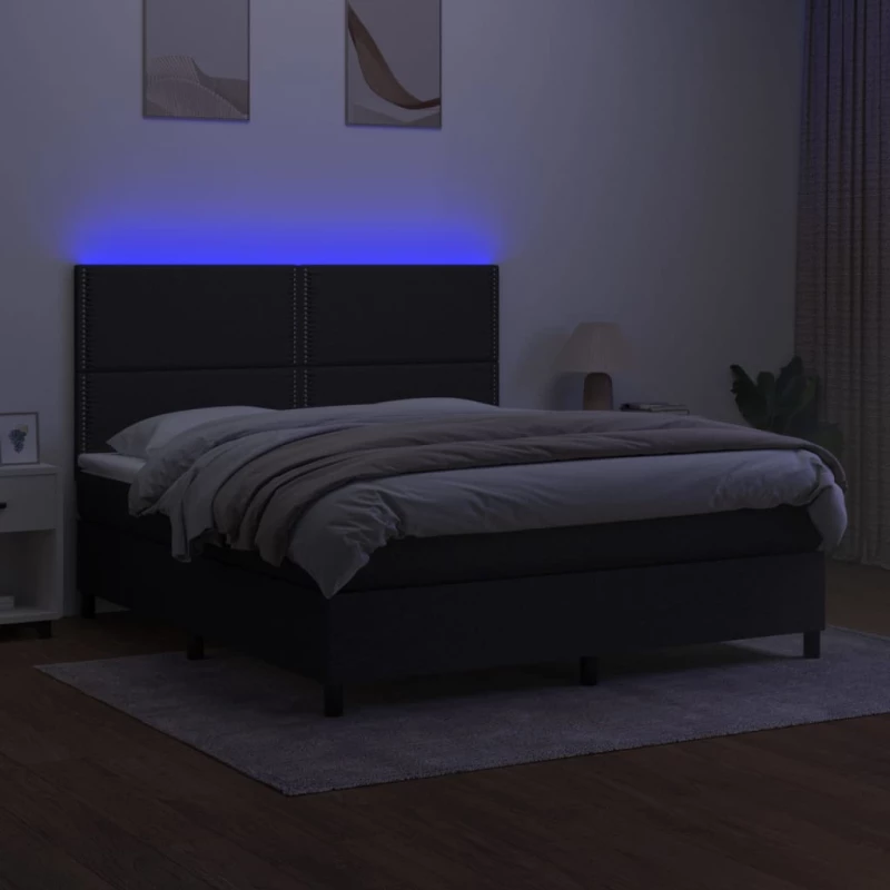 ΚΡΕΒΑΤΙ BOXSPRING ΜΕ ΣΤΡΩΜΑ & LED ΜΑΥΡΟ 160X200 ΕΚ. ΥΦΑΣΜΑΤΙΝΟ 3134807