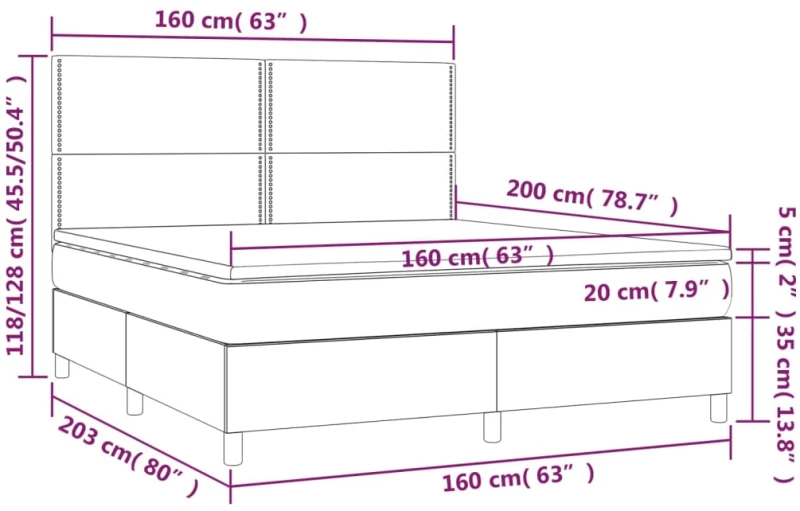 ΚΡΕΒΑΤΙ BOXSPRING ΜΕ ΣΤΡΩΜΑ & LED ΜΑΥΡΟ 160X200 ΕΚ. ΥΦΑΣΜΑΤΙΝΟ 3134807