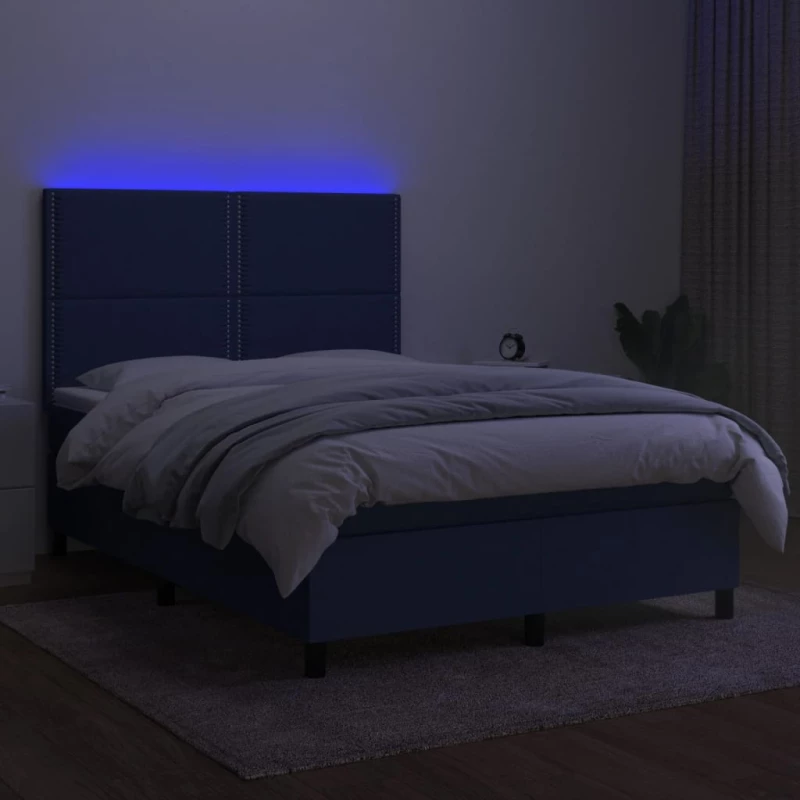 ΚΡΕΒΑΤΙ BOXSPRING ΜΕ ΣΤΡΩΜΑ & LED ΜΠΛΕ 140X190 ΕΚ. ΥΦΑΣΜΑΤΙΝΟ 3134795