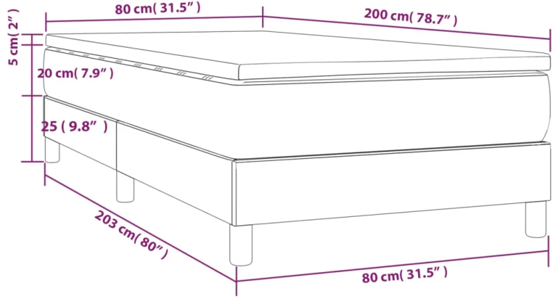 ΚΡΕΒΑΤΙ BOXSPRING ΜΕ ΣΤΡΩΜΑ ΣΚΟΥΡΟ ΚΑΦΕ 80X200 ΕΚ. ΥΦΑΣΜΑΤΙΝΟ 3144032