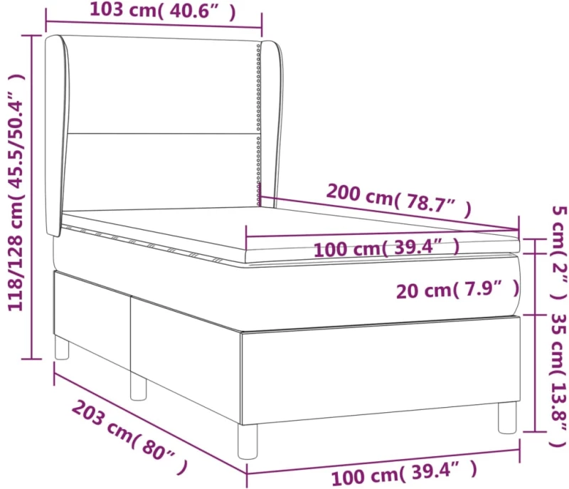 ΚΡΕΒΑΤΙ BOXSPRING ΜΕ ΣΤΡΩΜΑ TAUPE 100 X 200 ΕΚ. ΥΦΑΣΜΑΤΙΝΟ 3127865