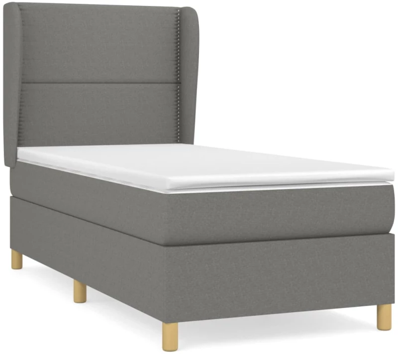ΚΡΕΒΑΤΙ BOXSPRING ΜΕ ΣΤΡΩΜΑ ΣΚΟΥΡΟ ΓΚΡΙ 90X200 ΕΚ. ΥΦΑΣΜΑΤΙΝΟ 3128414