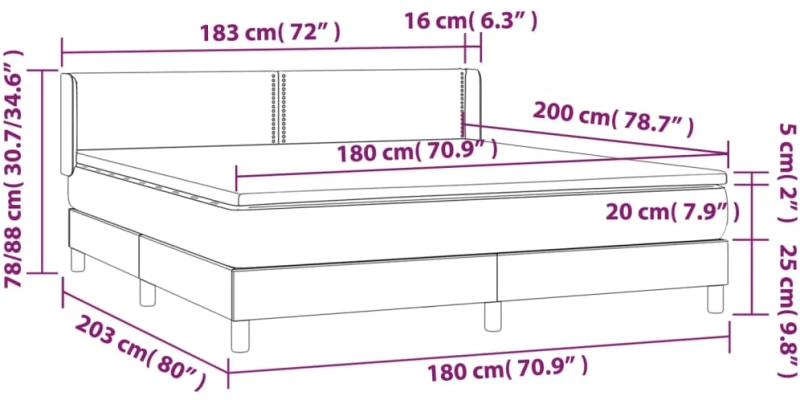 ΚΡΕΒΑΤΙ BOXSPRING ΜΕ ΣΤΡΩΜΑ ΣΚΟΥΡΟ ΓΚΡΙ 180X200 ΕΚ ΥΦΑΣΜΑΤΙΝ 3130210