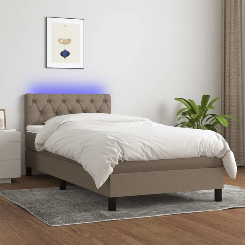 ΚΡΕΒΑΤΙ BOXSPRING ΜΕ ΣΤΡΩΜΑ & LED TAUPE 80X200 ΕΚ. ΥΦΑΣΜΑΤΙΝΟ 3133353