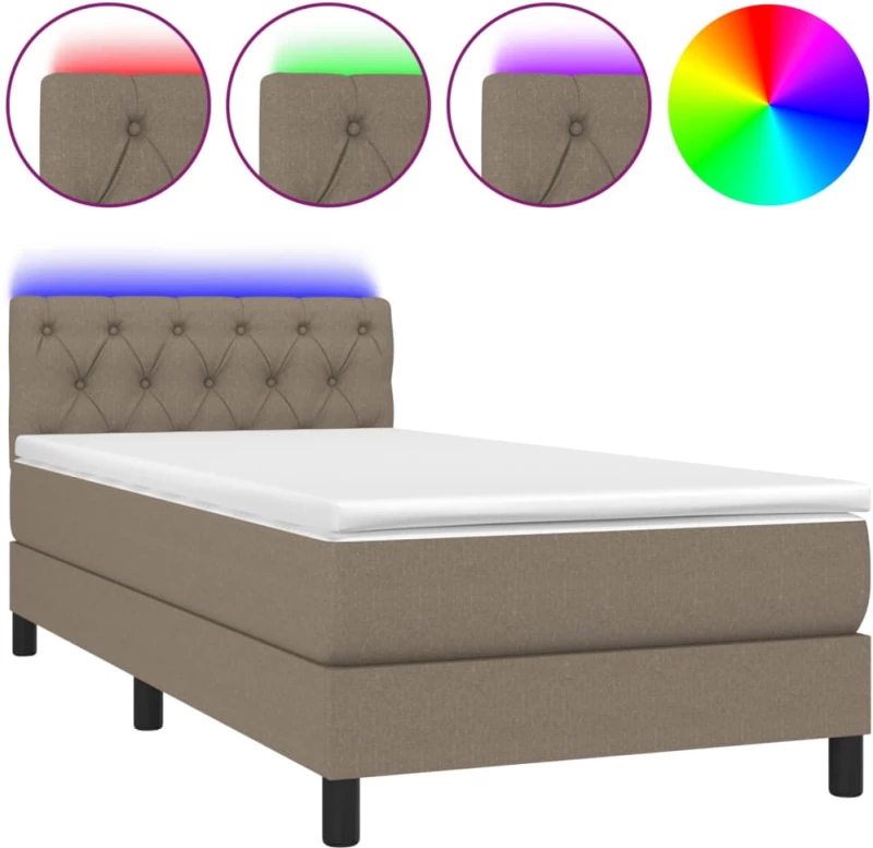 ΚΡΕΒΑΤΙ BOXSPRING ΜΕ ΣΤΡΩΜΑ & LED TAUPE 80X200 ΕΚ. ΥΦΑΣΜΑΤΙΝΟ 3133353