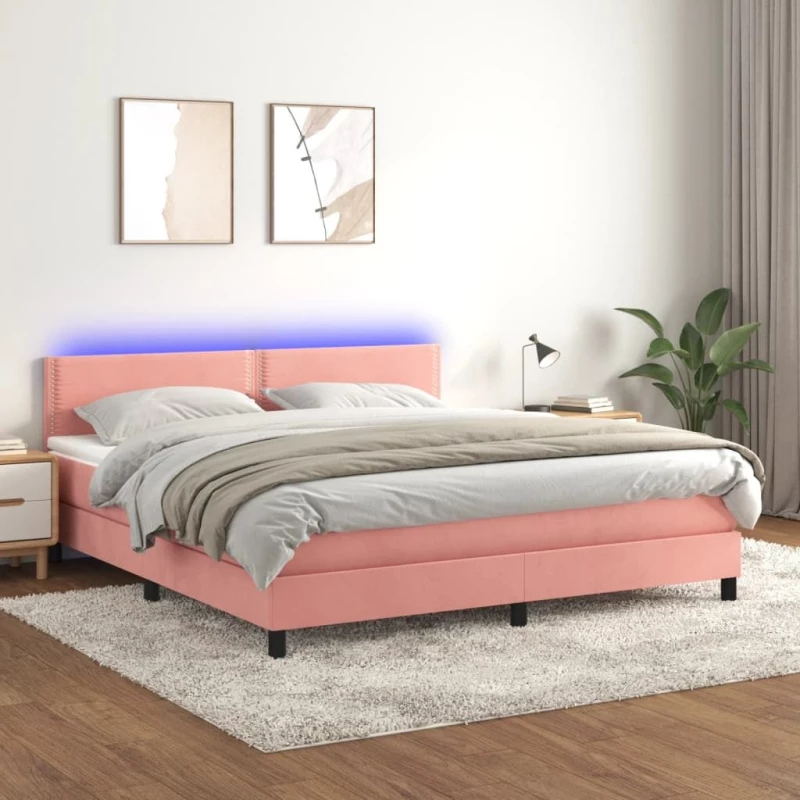 ΚΡΕΒΑΤΙ BOXSPRING ΜΕ ΣΤΡΩΜΑ & LED ΡΟΖ 160X200 ΕΚ. ΒΕΛΟΥΔΙΝΟ 3134356